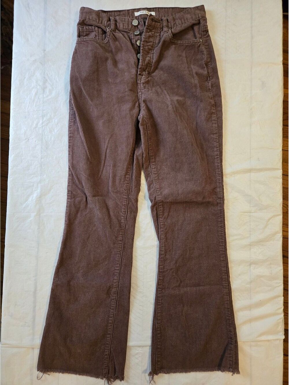 PacSun Brown Corduroy Bootcut Flare Pants 26 Y2K Raw Hem